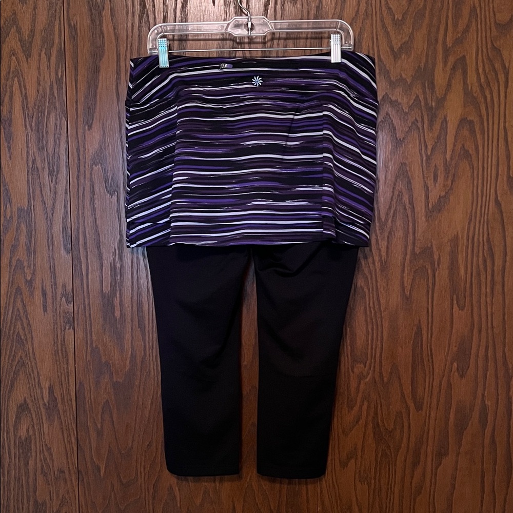Athleta Black Leggings with attached skirt - Picture 2 of 6